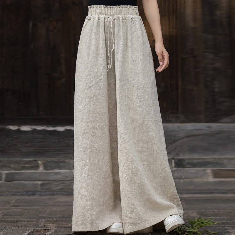 Buddha Stones Handgemachtes Tie Dye Ramie Leinen Froschknopf Midikleid Weite Beinhose mit Taschen - image 34