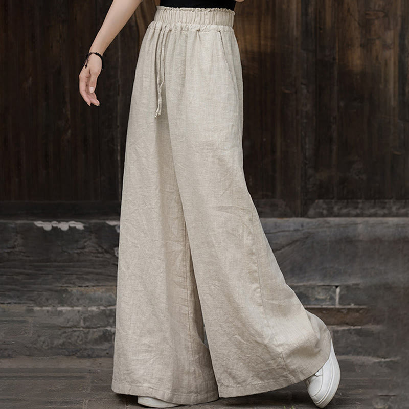 Buddha Stones Handgemachtes Tie Dye Ramie Leinen Froschknopf Midikleid Weite Beinhose mit Taschen - image 35