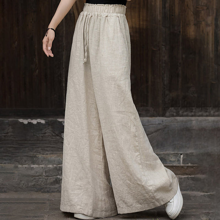 Buddha Stones Handgemachtes Tie Dye Ramie Leinen Froschknopf Midikleid Weite Beinhose mit Taschen - image 35