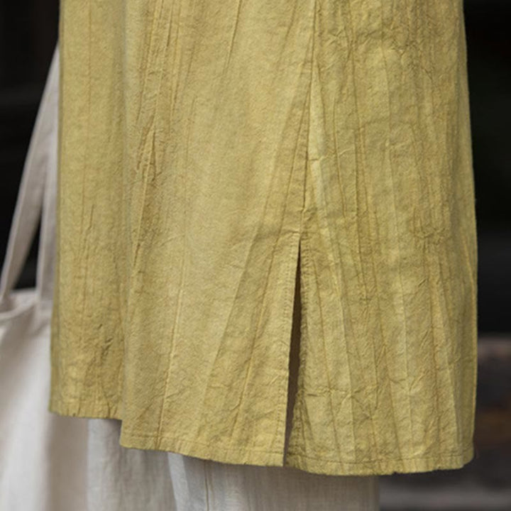 Buddha Stones Handgemachtes Tie Dye Ramie Leinen Froschknopf Midikleid Weite Beinhose mit Taschen - image 31