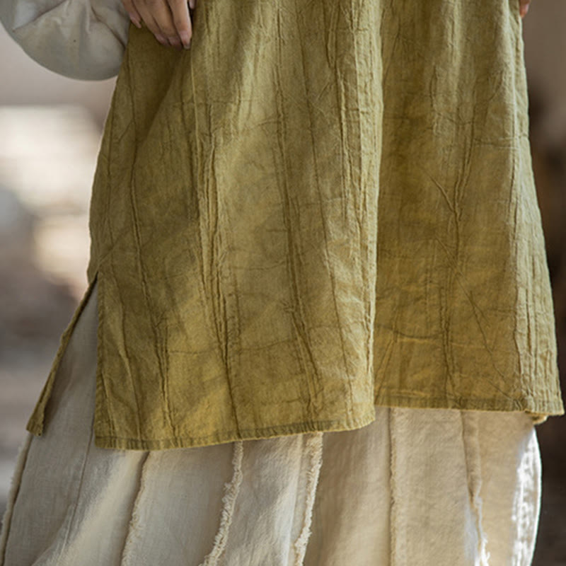 Buddha Stones Ärmelloses Camisole-Midikleid mit Froschknöpfen, Hose aus Ramie-Leinen mit weitem Bein und Taschen - image 10