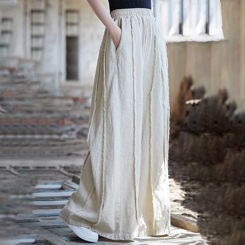 Buddha Stones Ärmelloses Camisole-Midikleid mit Froschknöpfen, Hose aus Ramie-Leinen mit weitem Bein und Taschen - image 35