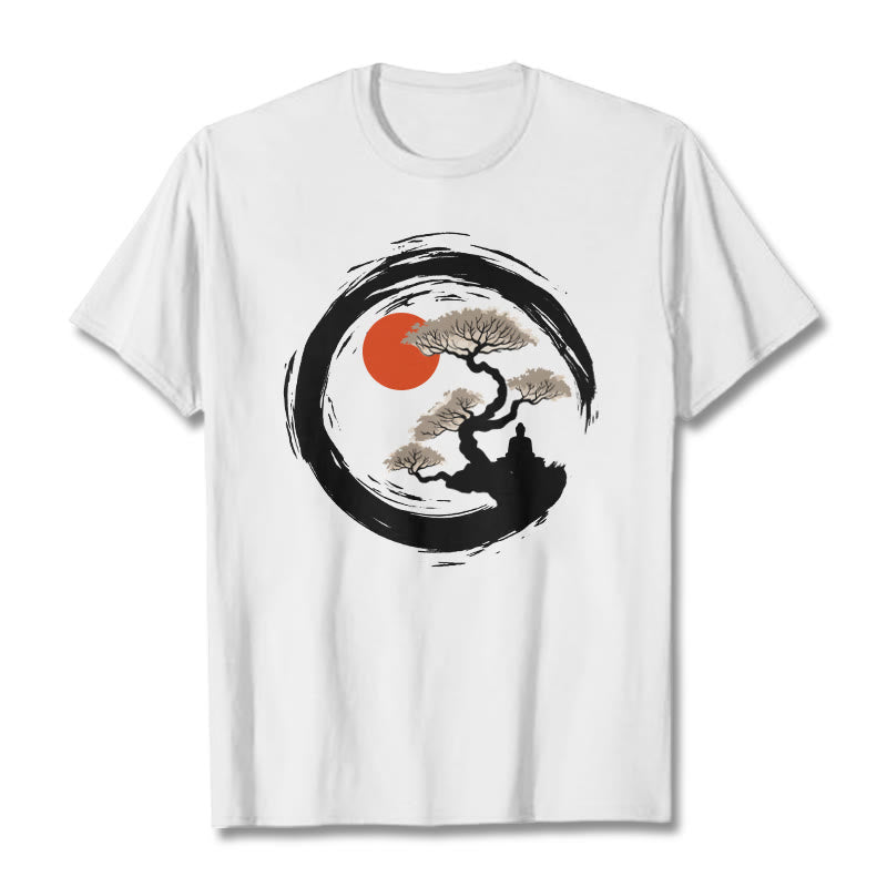Buddha Stones Rotes Sonnenkiefern-Zen-Kreis-Meditations-Buddha-T-Shirt - Weiß - 2XL - image 5