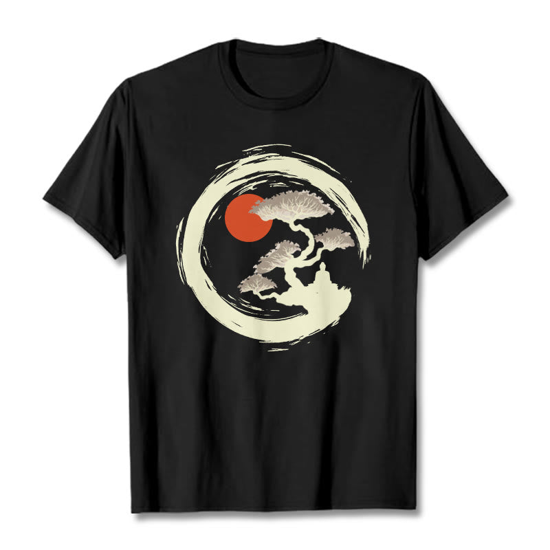 Buddha Stones, Rote Sonne, Kiefer, Zen-Kreis, Meditation, T-Shirt - Schwarz - 2XL - image 0