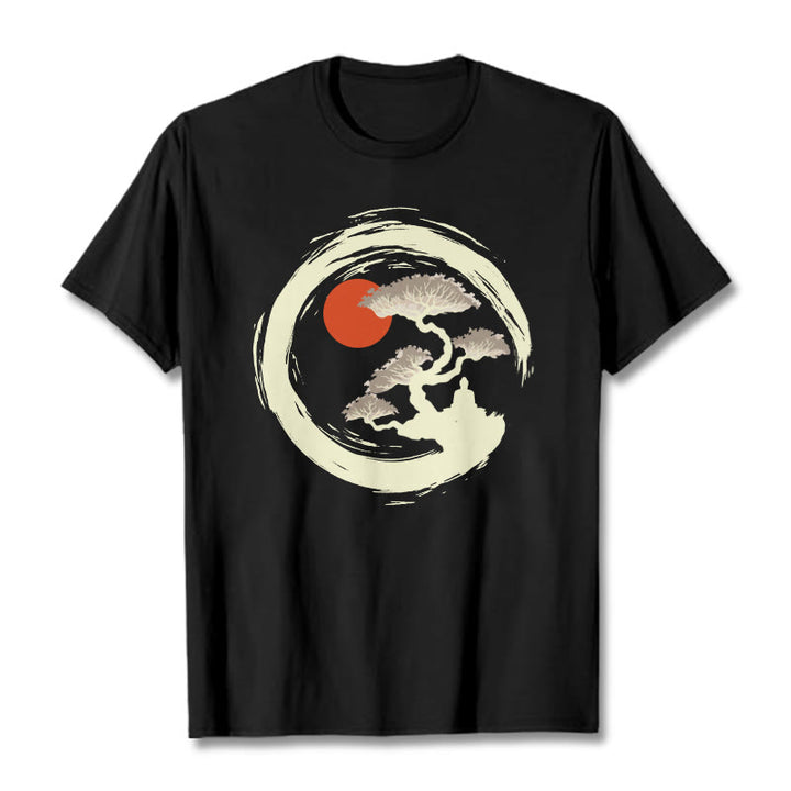 Buddha Stones, Rote Sonne, Kiefer, Zen-Kreis, Meditation, T-Shirt - Schwarz - 2XL - image 0