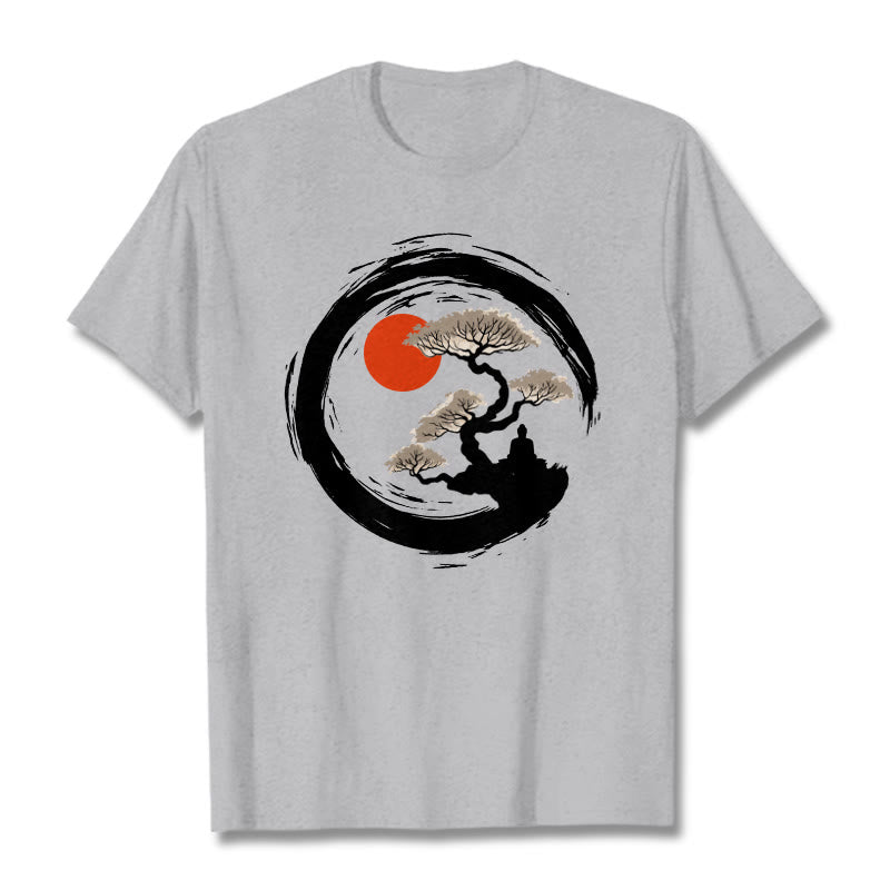 Buddha Stones Rotes Sonnenkiefern-Zen-Kreis-Meditations-Buddha-T-Shirt - Hellgrau - 2XL - image 19