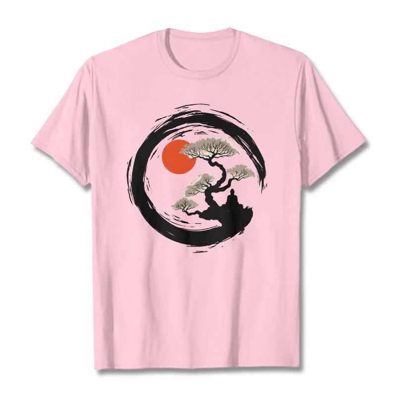 Buddha Stones Rotes Sonnenkiefern-Zen-Kreis-Meditations-Buddha-T-Shirt - Hellrosa - 2XL - image 12