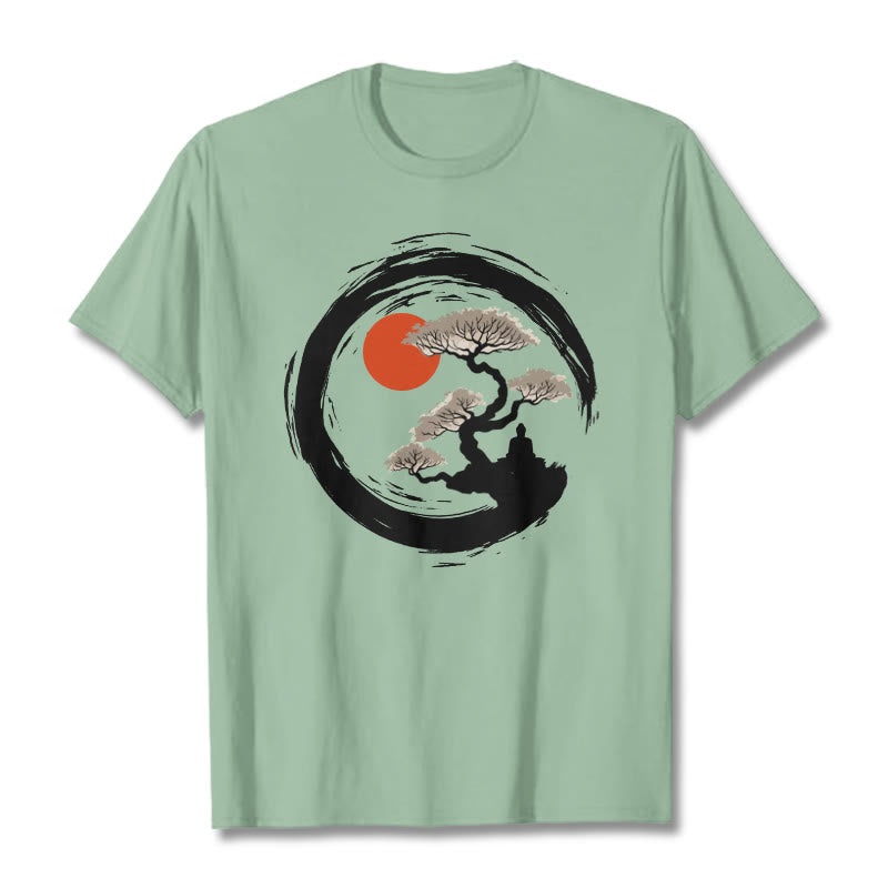 Buddha Stones, Rote Sonne, Kiefer, Zen-Kreis, Meditation, T-Shirt - Hellgrün - 2XL - image 14