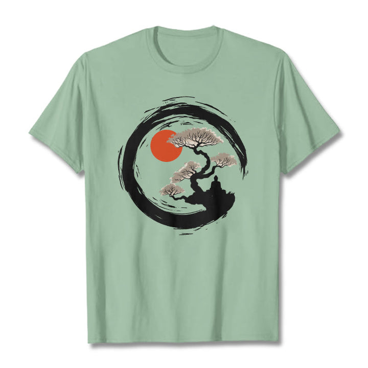 Buddha Stones, Rote Sonne, Kiefer, Zen-Kreis, Meditation, T-Shirt - Hellgrün - 2XL - image 14