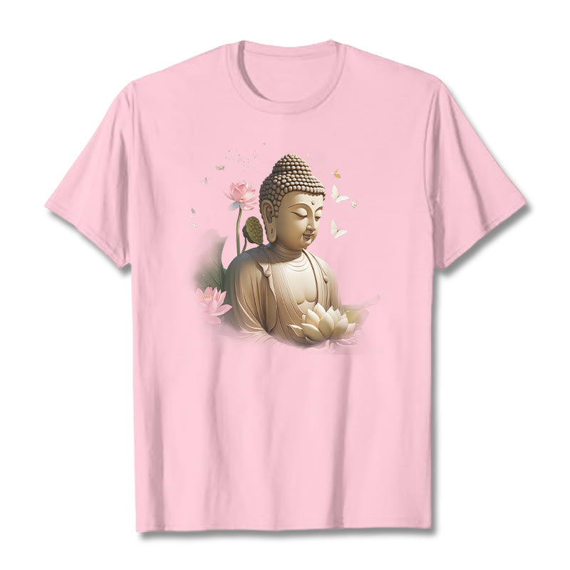 Buddha Stones Lotus Schmetterling Meditation Buddha T-Shirt - Hellrosa - 2XL - image 11