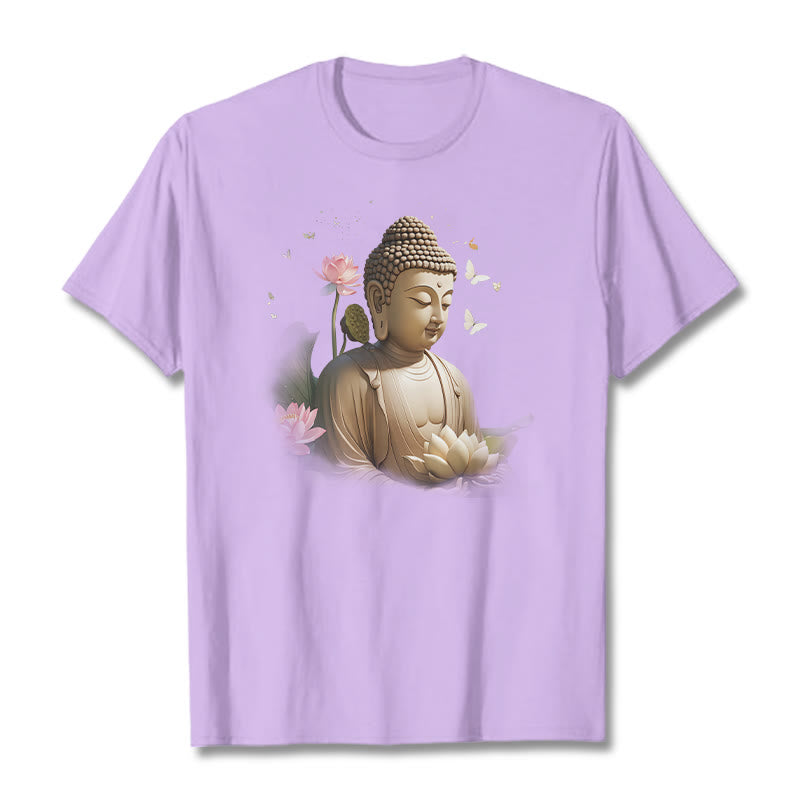 Buddha Stones Lotus Schmetterling Meditation Buddha T-Shirt - Pflaume - 2XL - image 15