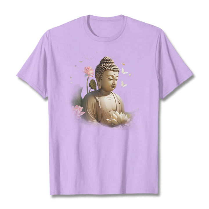 Buddha Stones Lotus Schmetterling Meditation Buddha T-Shirt - Pflaume - 2XL - image 15
