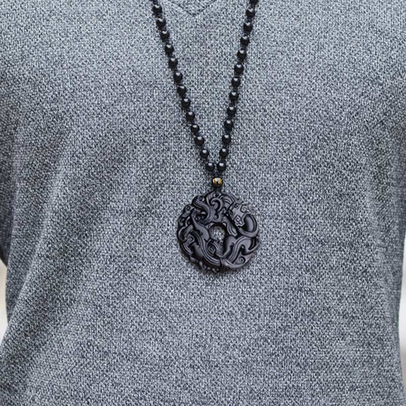 Buddha Stones Friedensschnalle aus schwarzem Obsidian, Pixiu-Reinigungskette-Anhänger - image 14