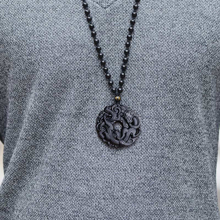 Buddha Stones Friedensschnalle aus schwarzem Obsidian, Pixiu-Reinigungskette-Anhänger - image 14