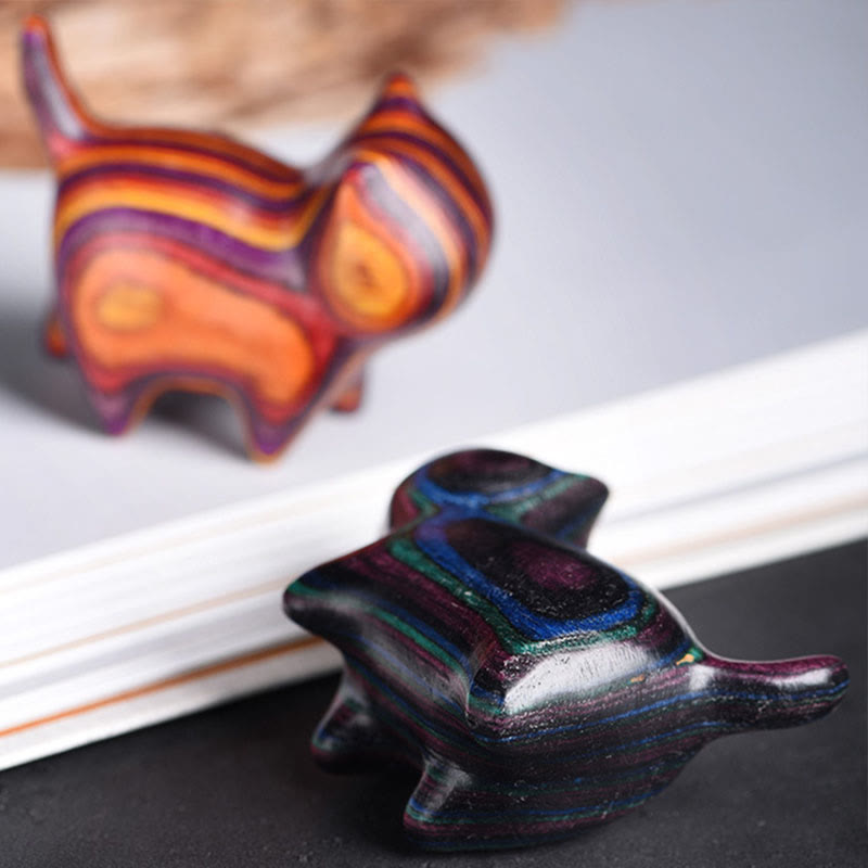 Buddha Stones Mini Katze Kätzchen Bunte Holz Niedliche Haustier Dekoration - image 10