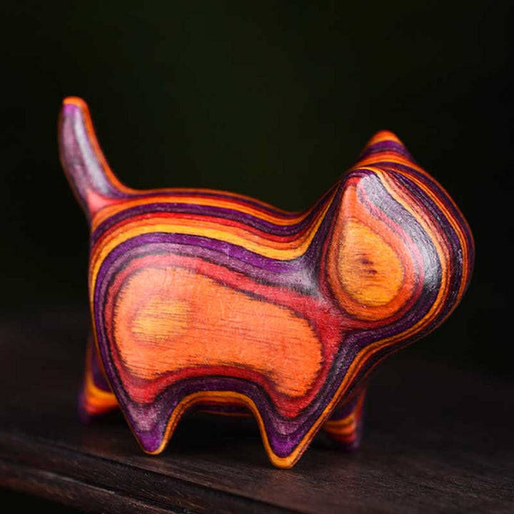 Buddha Stones Mini Katze Kätzchen Bunte Holz Niedliche Haustier Dekoration - image 3