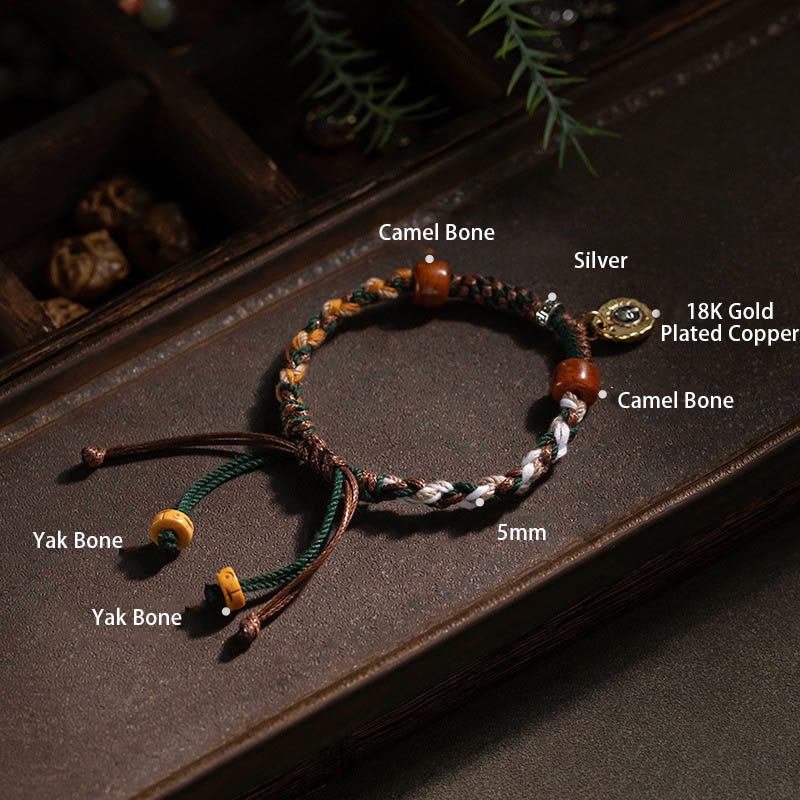 Buddha Stones Tibetisches Knochenperlen-Glücksseilarmband - image 10