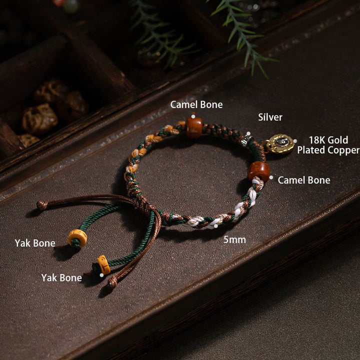 Buddha Stones Tibetisches Knochenperlen-Glücksseilarmband - image 10