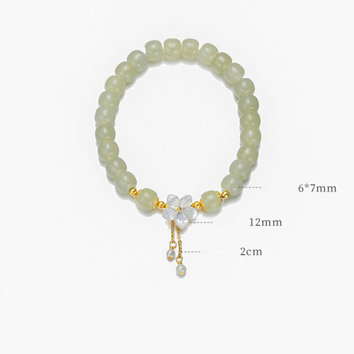 Buddha Stones Armband aus 925er Sterlingsilber mit natürlicher Hetian-Jade und Glücksblume - image 11
