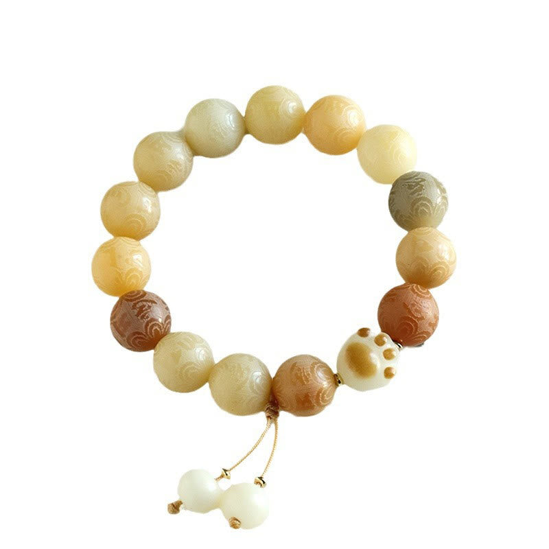 Buddha Stones Bodhisamen Om Mani Padme Hum geschnitztes Harmonie-Armband