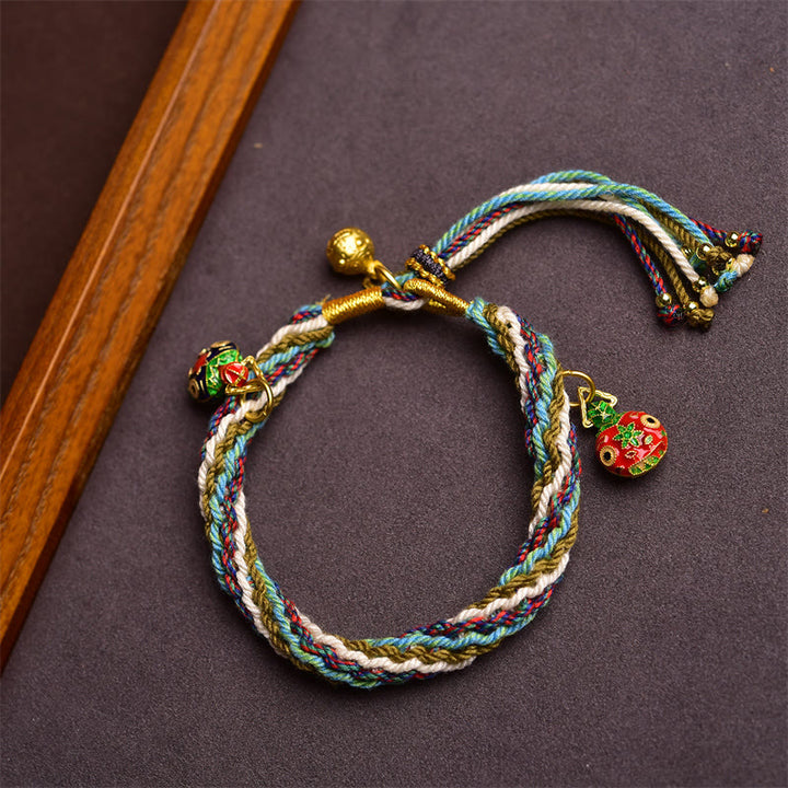 Buddha Stones Handgefertigtes Armband aus Gold mit verschlingender Bestie, Familienheilung und Reinkarnation durch geflochtenen Knoten - image 1
