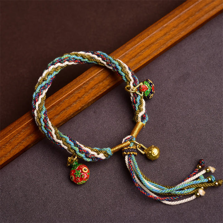 Buddha Stones Handgefertigtes Armband aus Gold mit verschlingender Bestie, Familienheilung und Reinkarnation durch geflochtenen Knoten - Blau, bunt (Handgelenkumfang 14-16 cm) - image 0