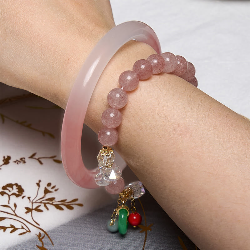 Buddha Stones Anziehende Liebe und Schutz Rosa Armband Armreif Bündel