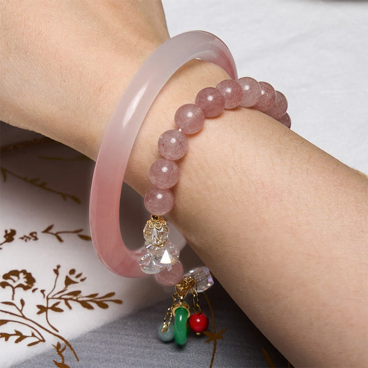 Buddha Stones Anziehende Liebe und Schutz Rosa Armband Armreif Bündel