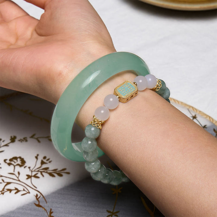 Buddha Stones Fördern Neue Anfänge Minzgrünes Jade-Armband-Bundle - image 1