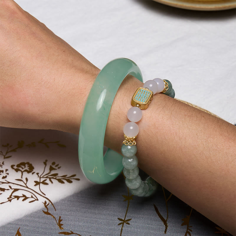 Buddha Stones Fördern Neue Anfänge Minzgrünes Jade-Armband-Bundle - image 2
