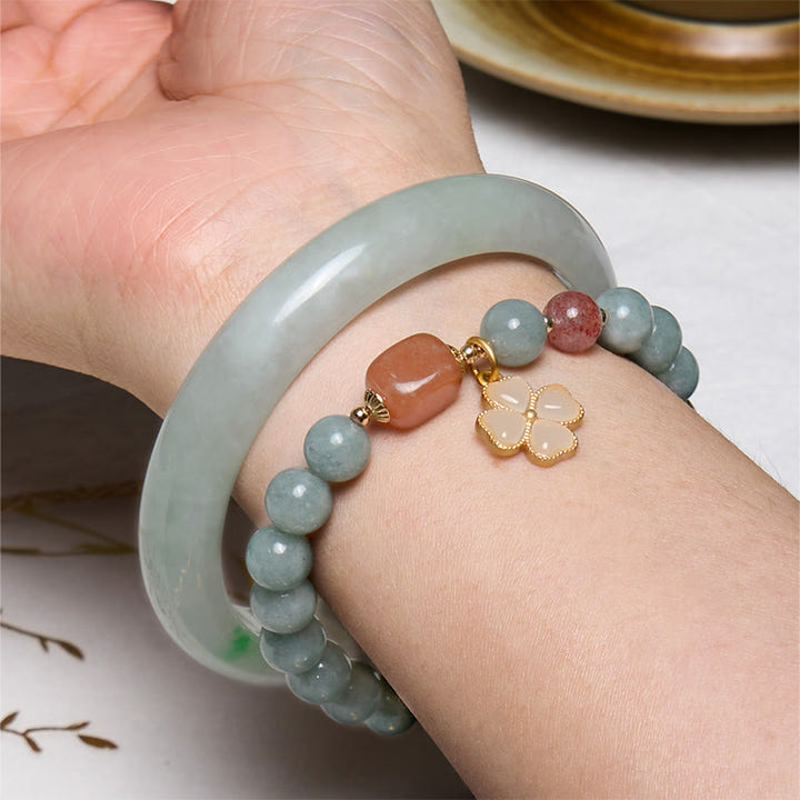 Buddha Stones Bringen Glück Grünes Jade-Armband-Bündel