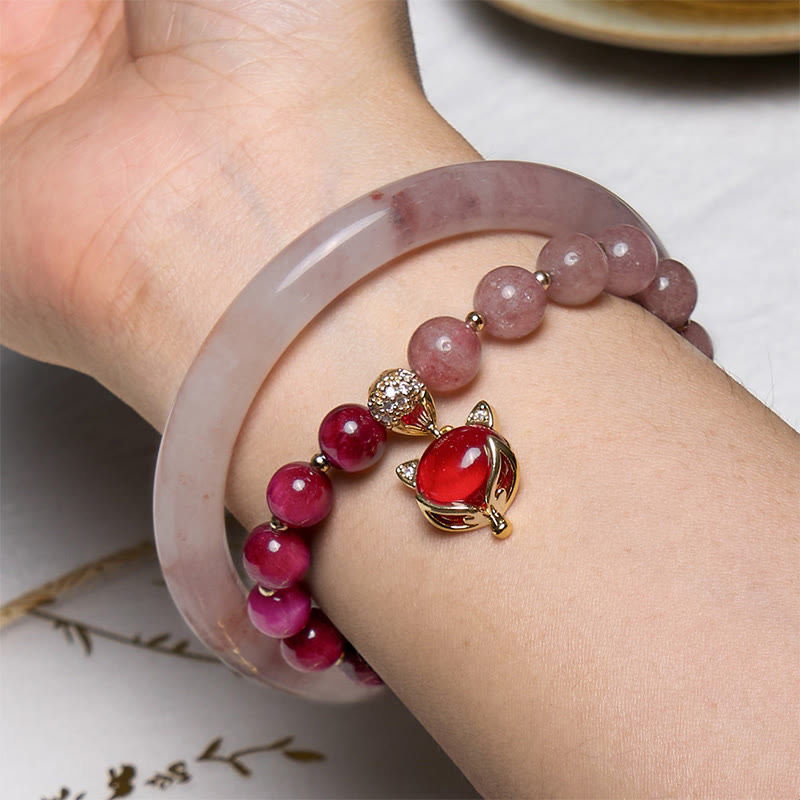 Buddha Stones Erhöhen Glück und Freude Lila Armband Set