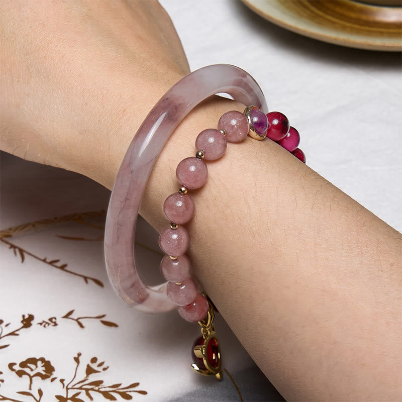 Buddha Stones Erhöhen Glück und Freude Lila Armband Set - image 2
