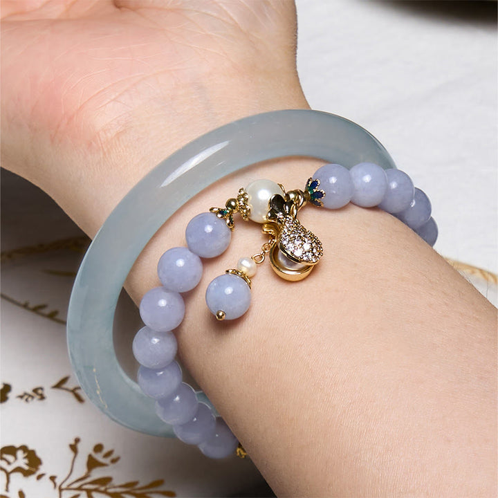 Buddha Stones Innerer Frieden und Stressabbau Aquamarin Jade Blau Armband Bündel