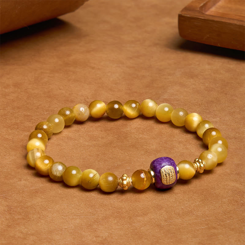 Buddha Stones Tigerauge Perlen Glücksschutz Armband