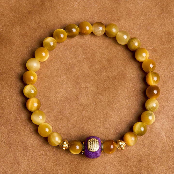 Buddha Stones Tigerauge Perlen Glücksschutz Armband