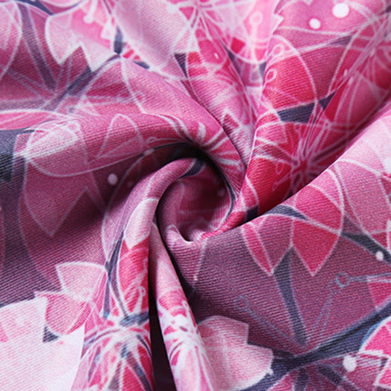 Buddha Stones Kirschblüten Sakura Linien Print Sport Yoga Cropped Leggings Damen Yoga Capri Hosen - image 7