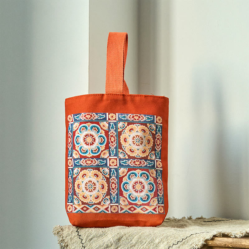 Buddha Stones Dunhuang fliegende Apsaras Lotus Buddha-Statuen Leinwand-Tasche - Dunhuang Lotus Red 15*8*22cm - image 10