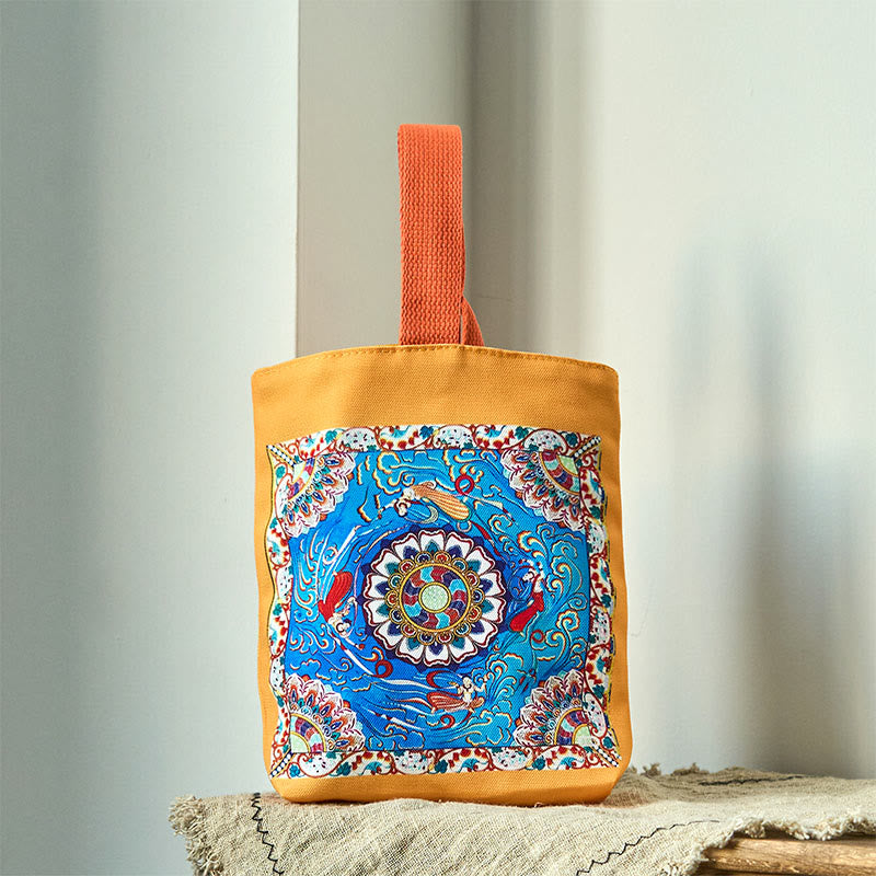 Buddha Stones Dunhuang fliegende Apsaras Lotus Buddha-Statuen Leinwand-Tasche - Dunhuang Fliegende Apsaras 15*8*22cm - image 4