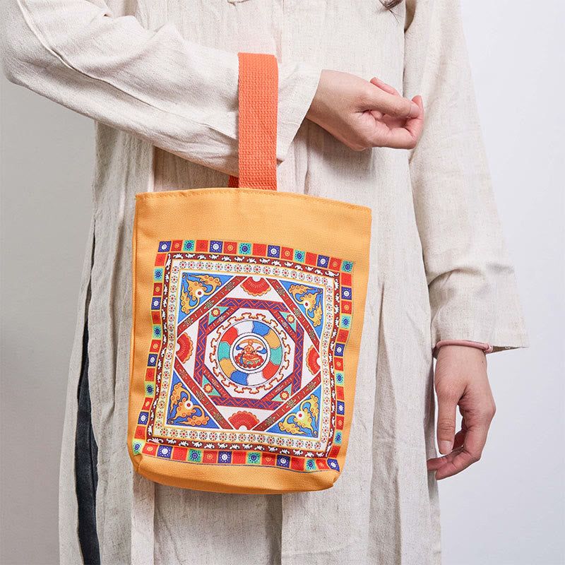 Buddha Stones Dunhuang fliegende Apsaras Lotus Buddha-Statuen Leinwand-Tasche - image 15