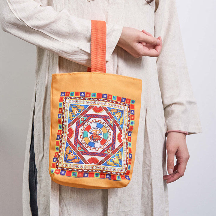 Buddha Stones Dunhuang fliegende Apsaras Lotus Buddha-Statuen Leinwand-Tasche - image 15