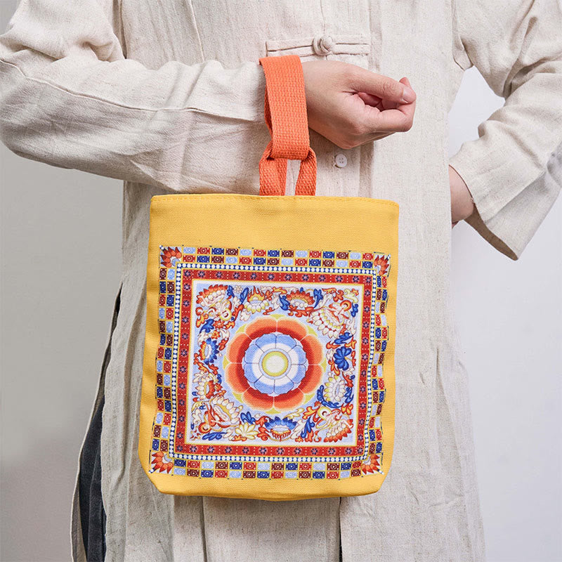 Buddha Stones Dunhuang fliegende Apsaras Lotus Buddha-Statuen Leinwand-Tasche - image 1