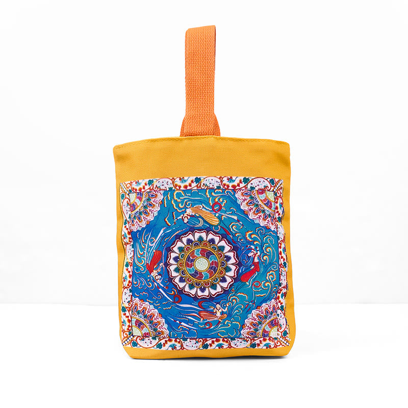 Buddha Stones Dunhuang fliegende Apsaras Lotus Buddha-Statuen Leinwand-Tasche - image 7