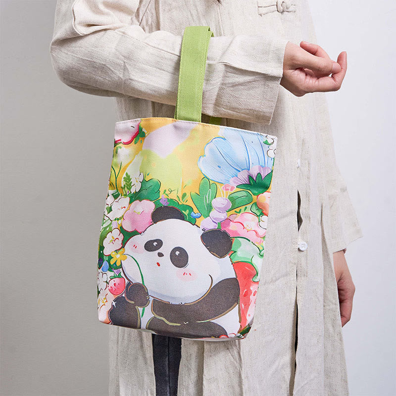 Buddha Stones Panda Orchidee Loquat Canvas Handtasche - image 1