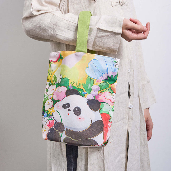 Buddha Stones Panda Orchidee Loquat Canvas Handtasche