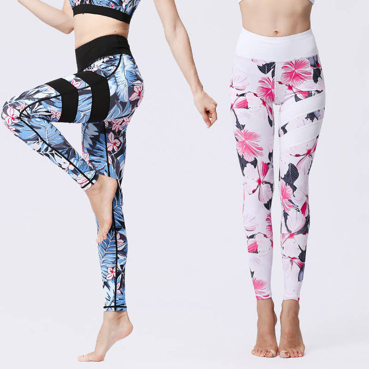 Buddha Stones Blumenblätter Drucken Sport Übung Fitness Hohe Taille Leggings Damen Yoga Hosen