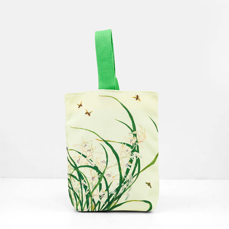Buddha Stones Orchideen Bienen Leinwand Handtasche - image 2