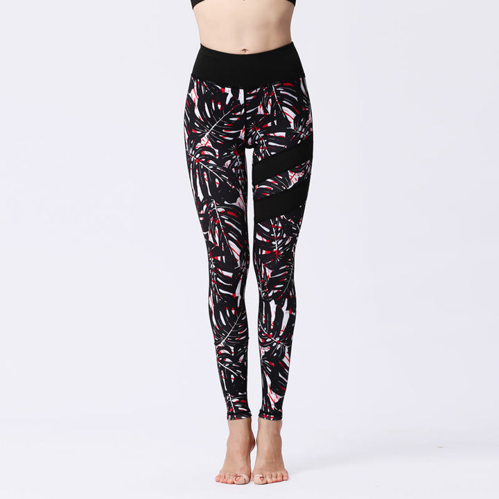 Buddha Stones Blumenblätter Drucken Sport Übung Fitness Hohe Taille Leggings Damen Yoga Hosen