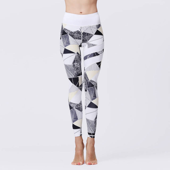 Buddha Stones Blumenblätter Drucken Sport Übung Fitness Hohe Taille Leggings Damen Yoga Hosen - Schnee - US8-10， UK/AU12-14，EU40-42 (XL) - image 43