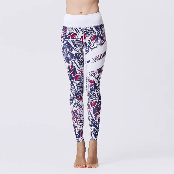 Buddha Stones Blumenblätter Drucken Sport Übung Fitness Hohe Taille Leggings Damen Yoga Hosen - Lavendel - US8-10， UK/AU12-14，EU40-42 (XL) - image 47